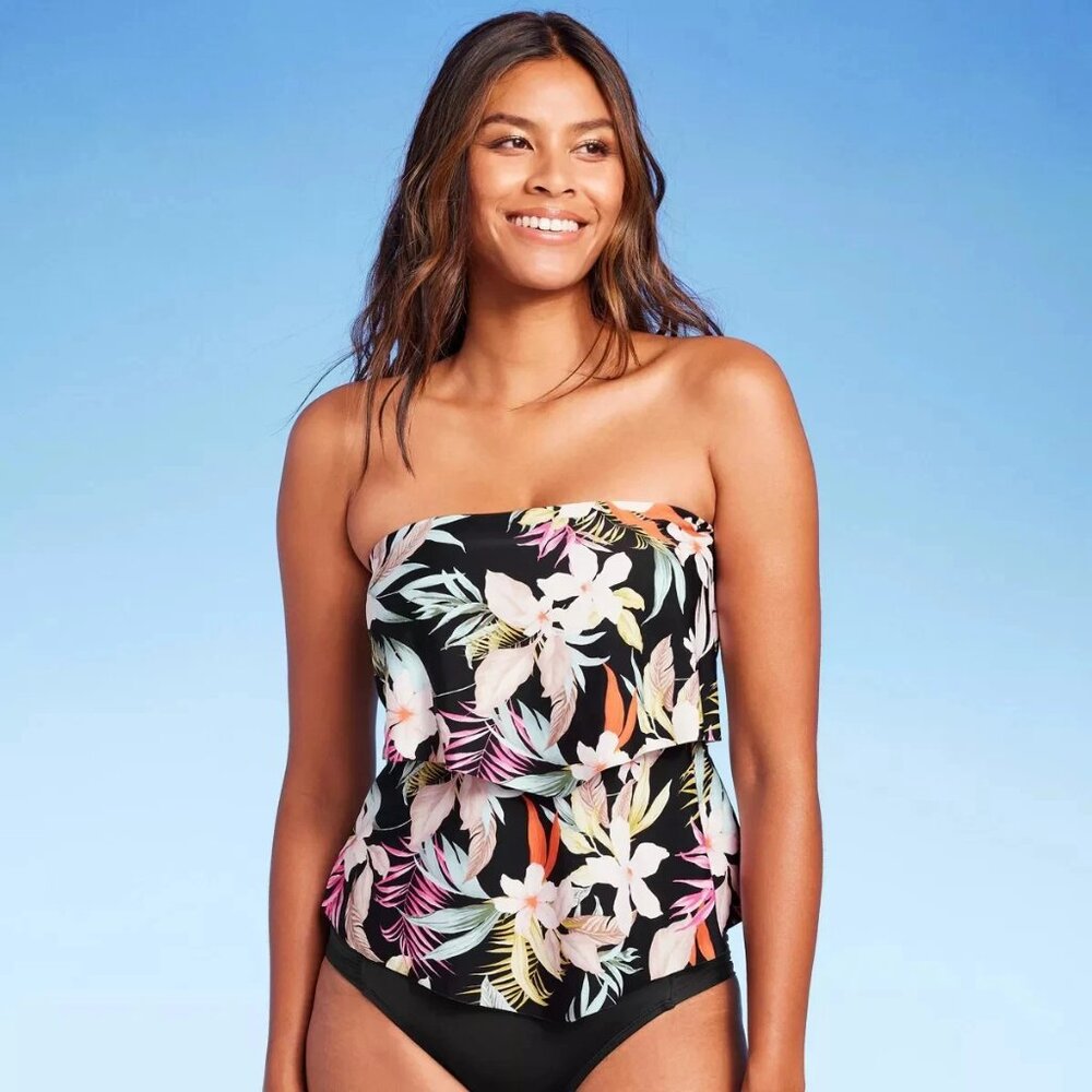 Kona Sol Ruffle Tankini Swimsuit size Large